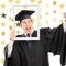 Greentek; 65-Foot Gold Glitter Star Paper Garland – Double-Sided Hanging Star Streamers for Graduation, Weddings, Birthdays, New Year, and Party Decorations; Category:Party Decorations; Image:6